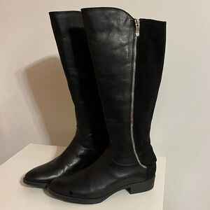 Loft Black Half Suede And Leather Knee High Boots